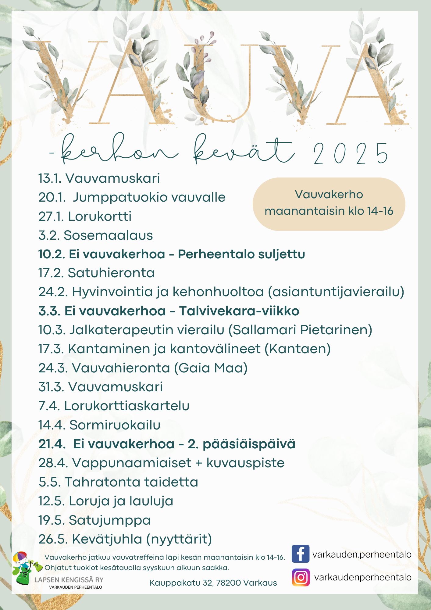 Kevään 2025 ohjelma